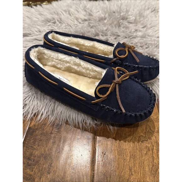 Minnetonka 4013 Blue Suede Leather Moccasins CALLY Slipper 11 M NEW - Picture 2 of 5